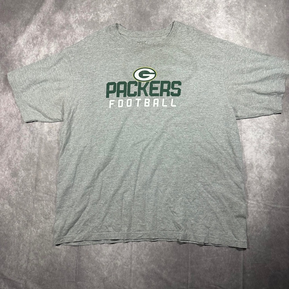Reebok Green Bay Packers Football T Shirt Mens 2XL Gray Graphic Tee NFL Heather